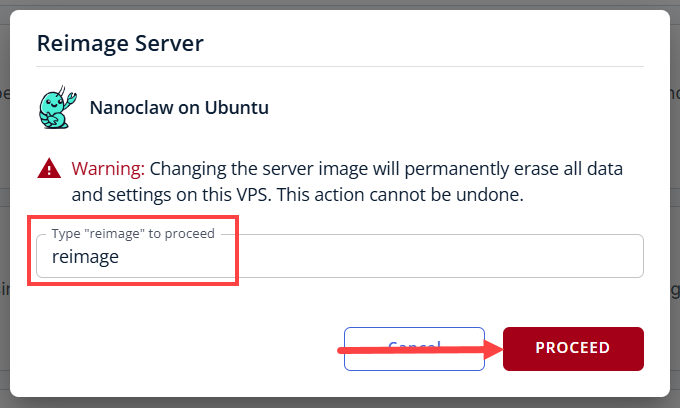 BH AM - Manage Server - Reimage