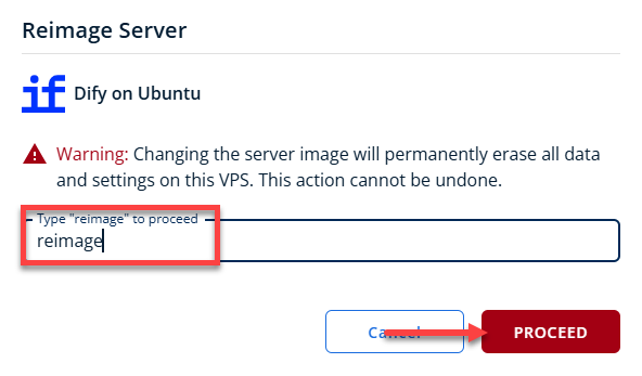 BH AM - Manage Server - Overview - Proceed with Reimaging