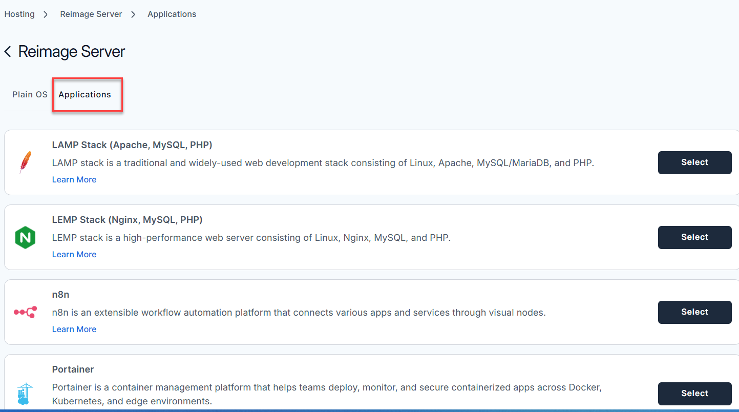 BH AM - Manage Server - Overview - Install Application