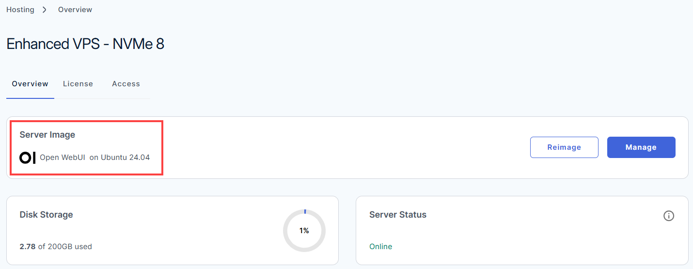 BH AM - Manage Server - Overview - Install Application