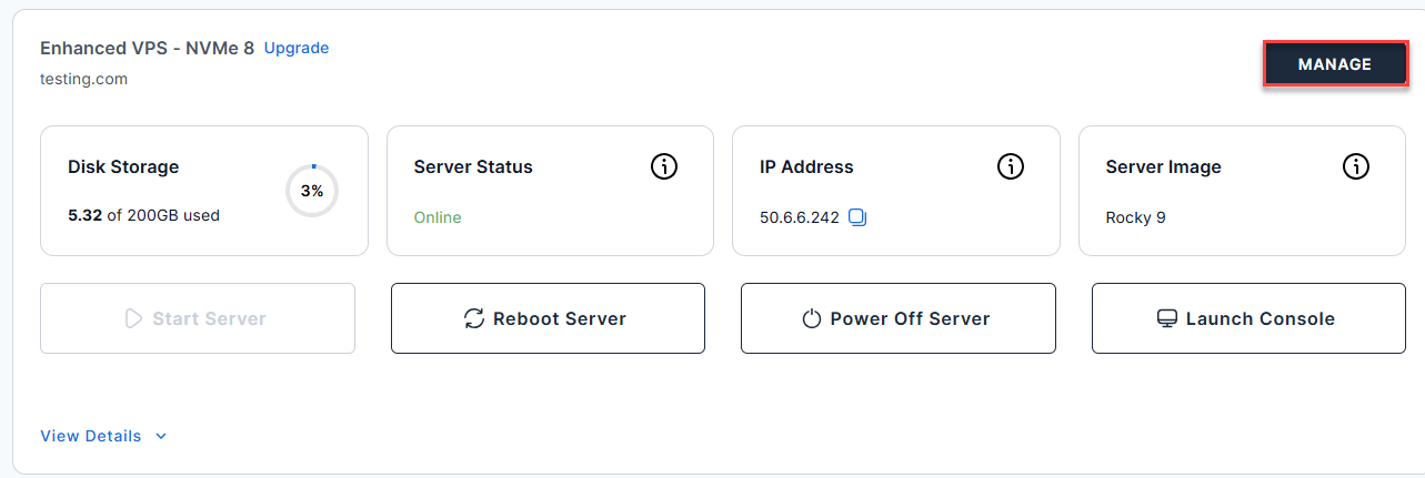 BH AM - Select Server - Manage