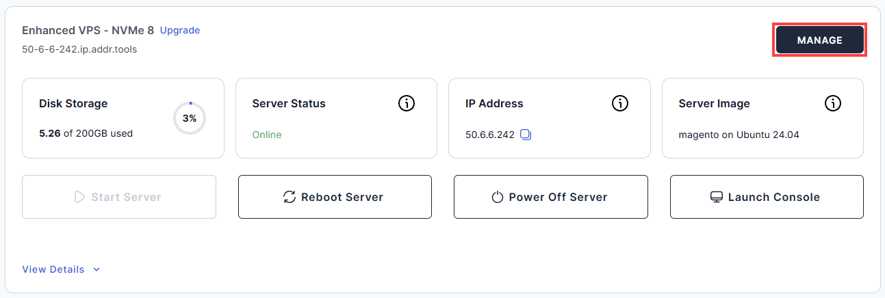 BH AM - Select Server - Manage