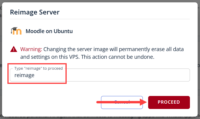 BH AM - Manage Server - Overview - Proceed with Reimaging