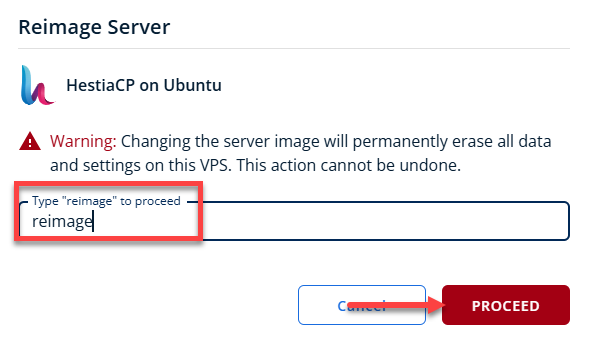BH AM - Manage Server - Overview - Proceed with Reimaging