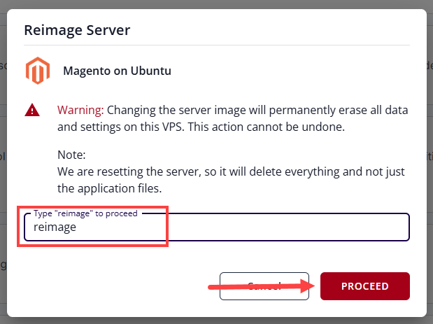 BH AM - Manage Server - Overview - Proceed with Reimaging
