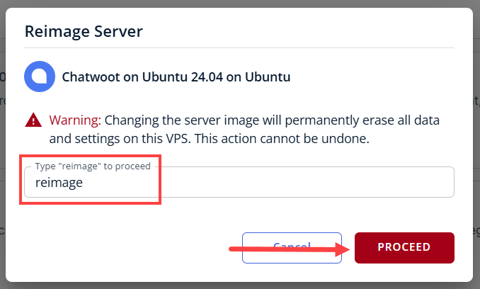 BH AM - Manage Server - Overview - Proceed with Reimaging
