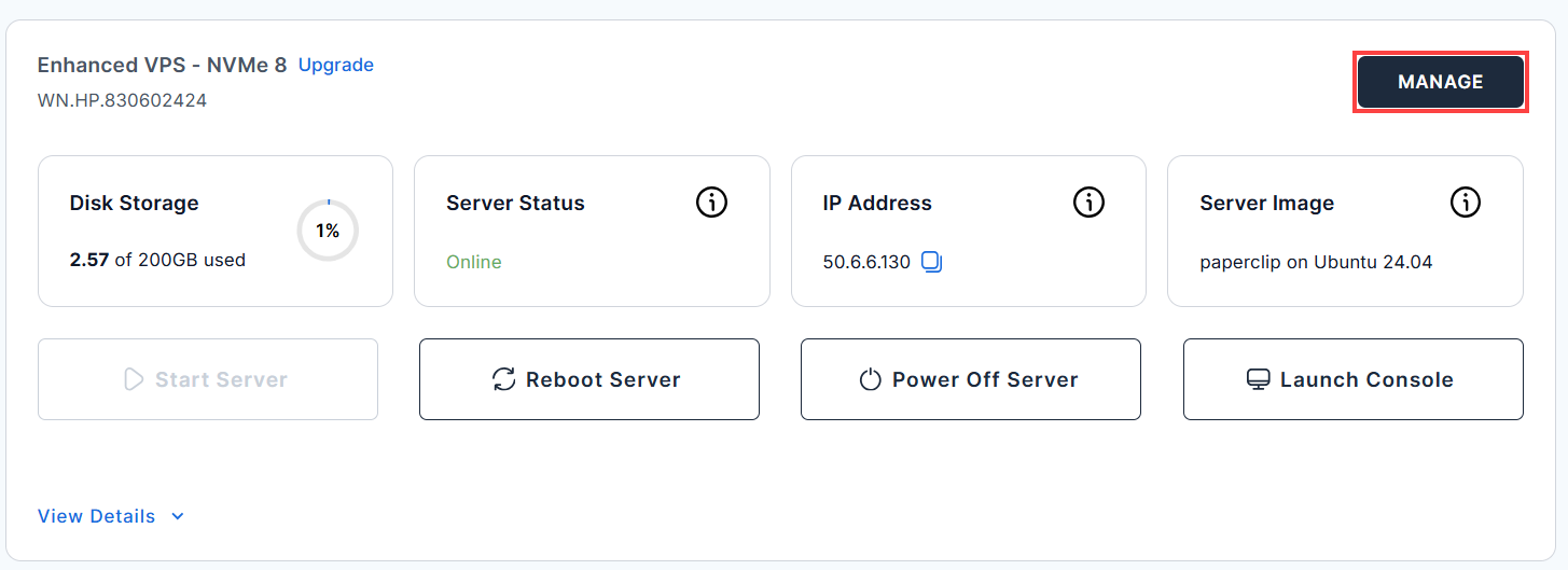 BH AM - Select Server - Manage