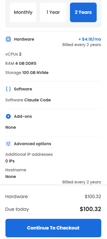 Self-Managed VPS - Odoo - Continue to Checkout