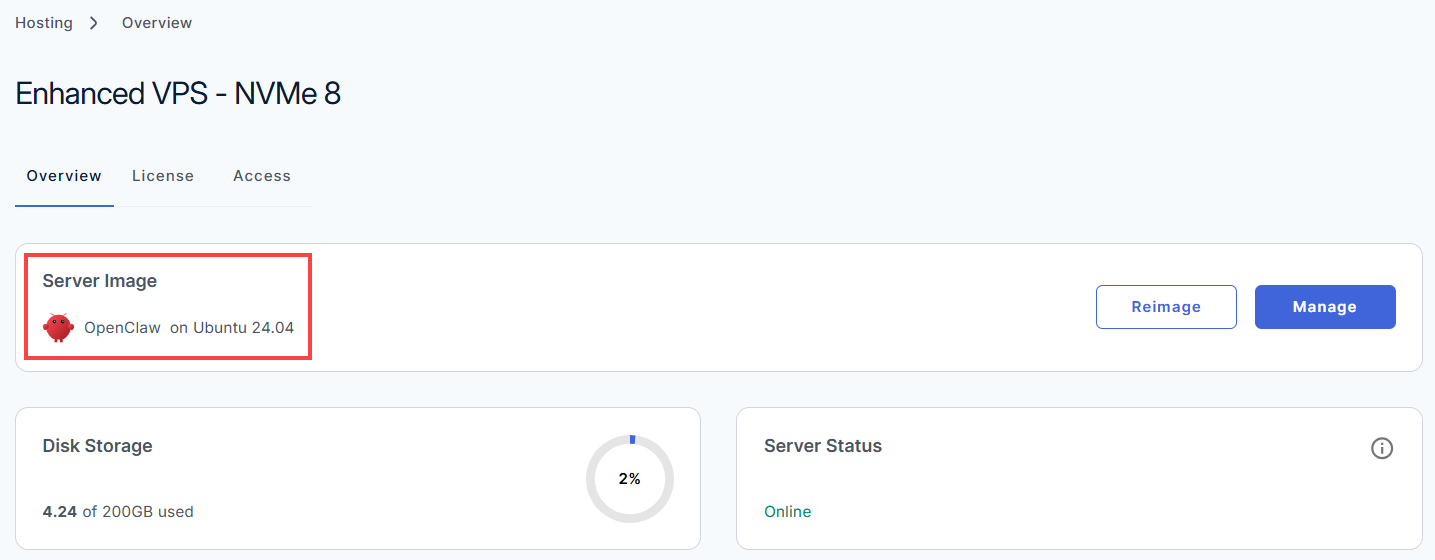Self-Managed VPS - Manage Server - Overview - Install Application