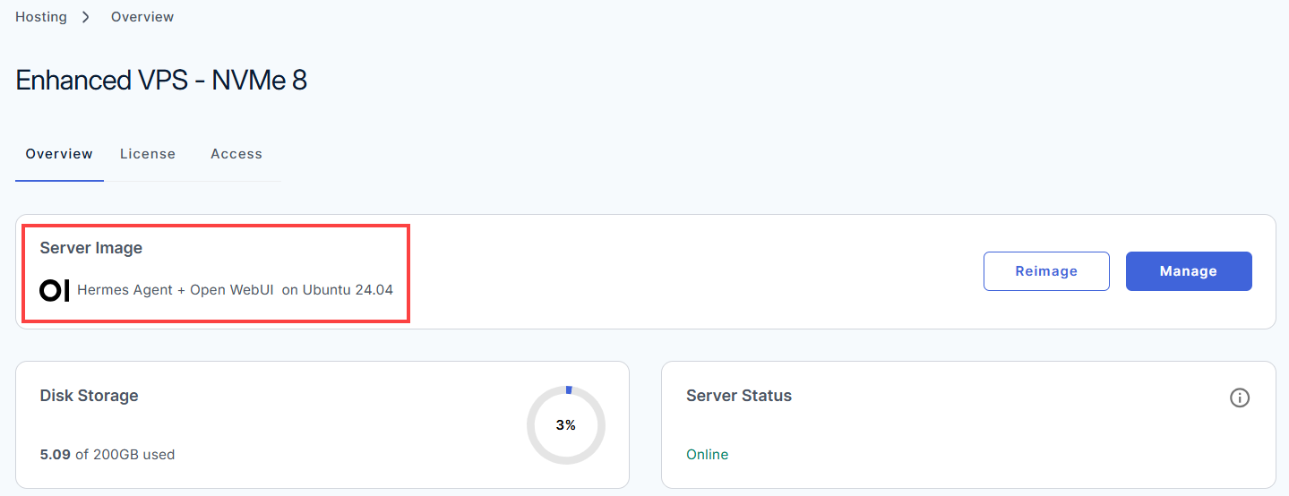 Hermes Agent + Open WebUI - Server Image