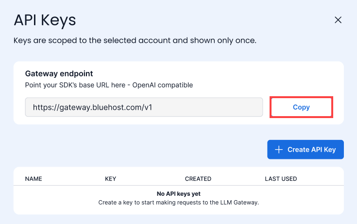 Bluehost Portal - Hosting Tab- AI Tooling- Manage API