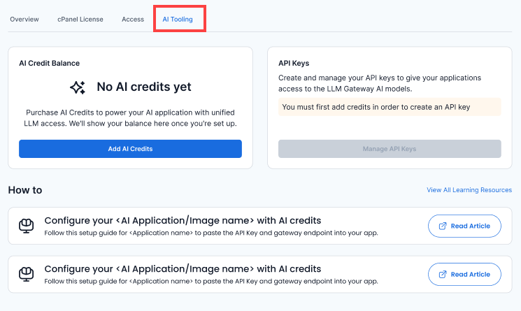 Bluehost Portal - Hosting Tab- AI Tooling