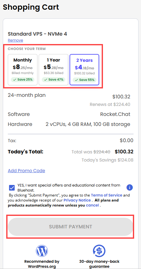 Shopping Cart - Submit Payment