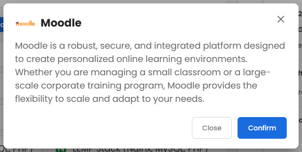 Self-Managed VPS - Application tab - Odoo pop-up