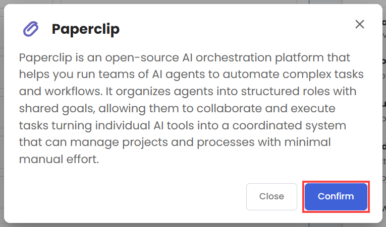 Choose Paperclip - Confirm