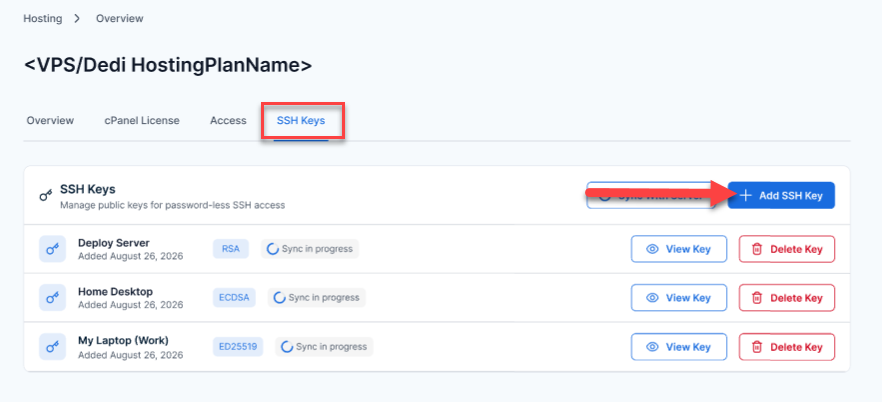 BH AM - Select Server - Add SSH Key