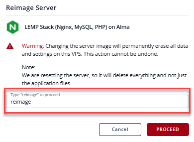 install LEMP Stack popup