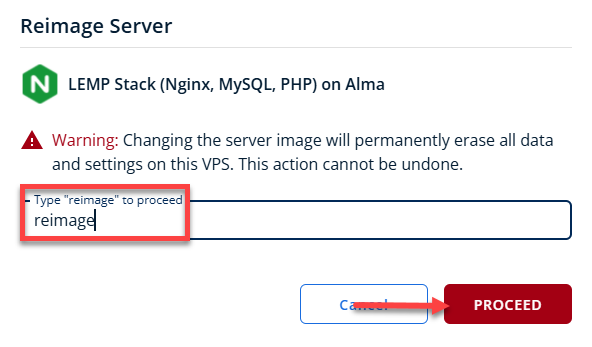install LEMP Stack popup
