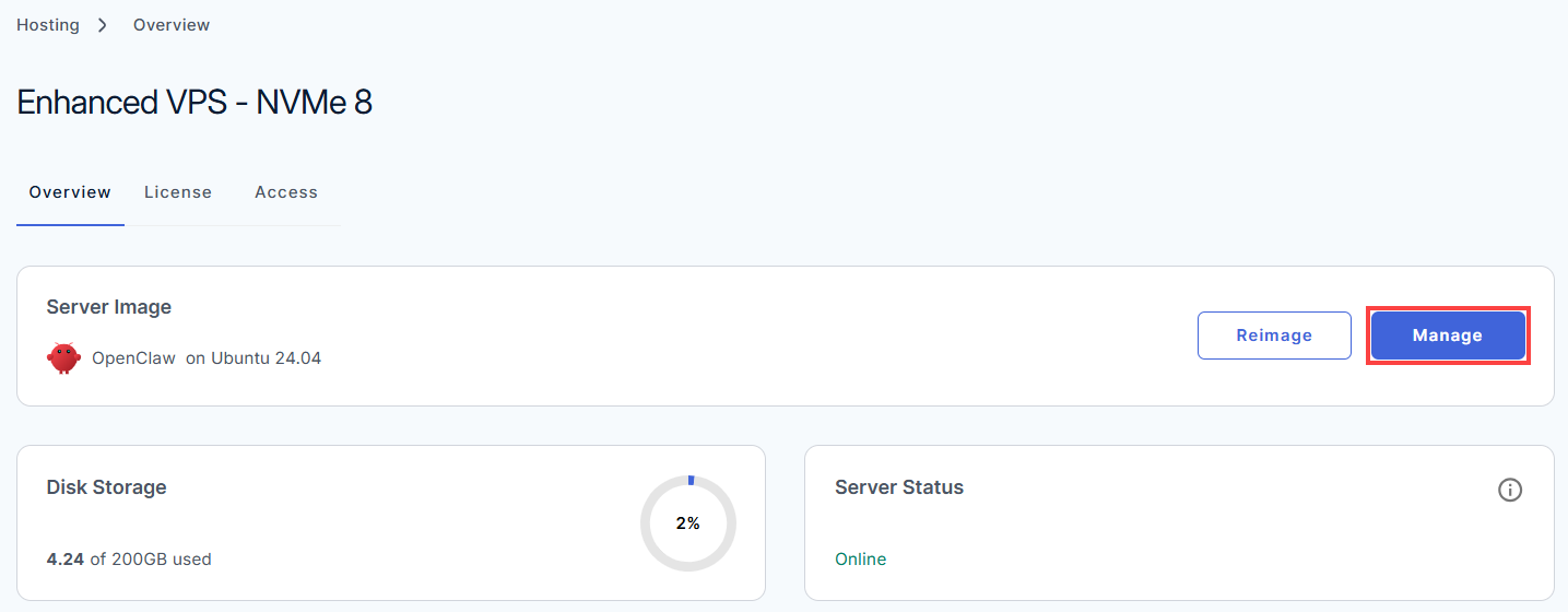 Self-Managed VPS - Manage Server - Overview - Install Application