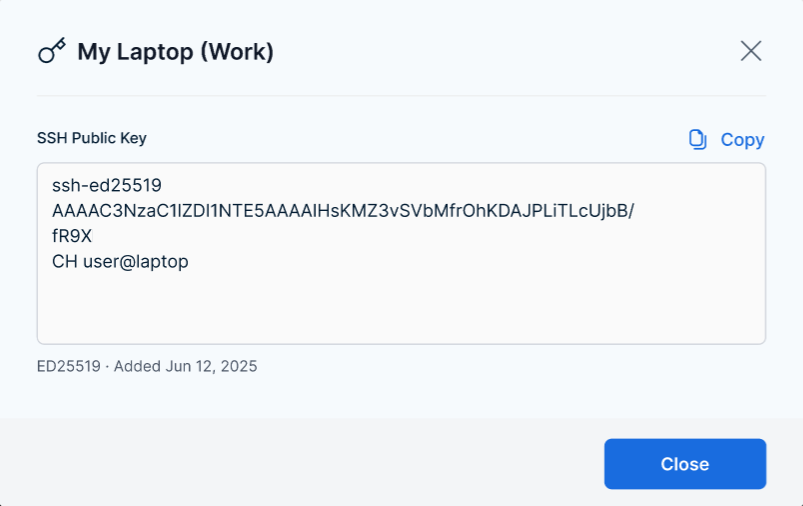 BH AM - Select Server - View SSH Key
