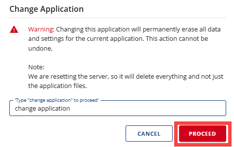 BH AM - OS & Applications - Change Application - Proceed