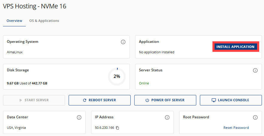 BH AM - Manage Server - Overview - Install Application