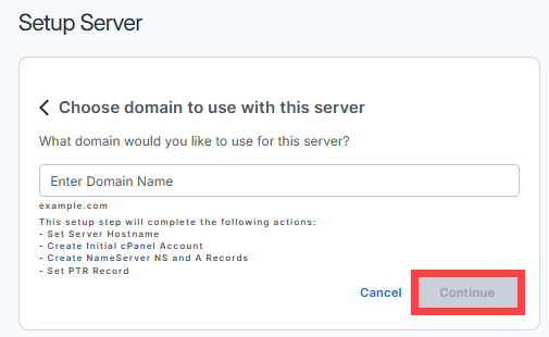 Bluehost Self-Managed VPS - Enter Hostname