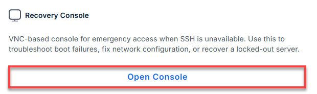 Bluehost Portal - Hosting Tab - Manage - Access- Recovery Console