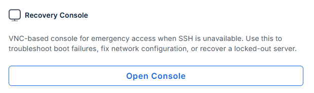 Bluehost Portal - Hosting Tab - Manage - Access- Recovery Console