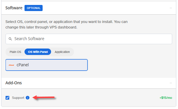 Self-Managed VPS - VPS Configurator - Software (Support)