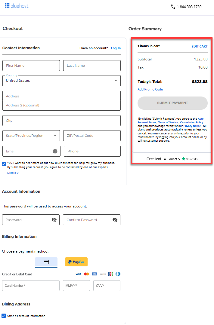 Self-Managed VPS - Checkout - Order Summary