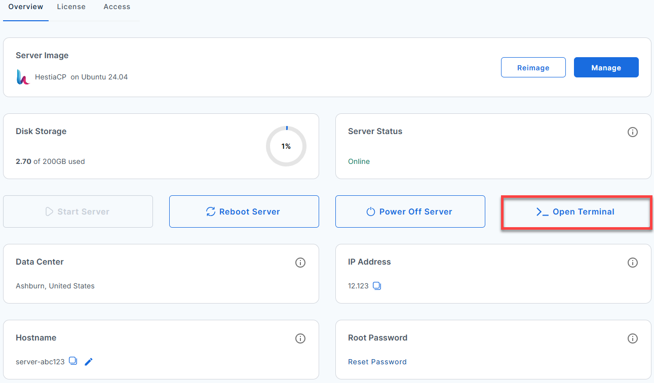 Self-Managed VPS - Launch Console
