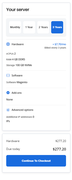 Self-Managed VPS - Magento- Continue to Checkout