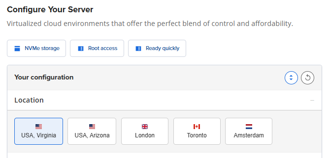 Self-Managed VPS - Select your data center
