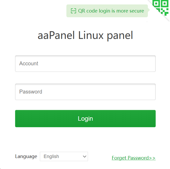 BH AM - aaPanel log in