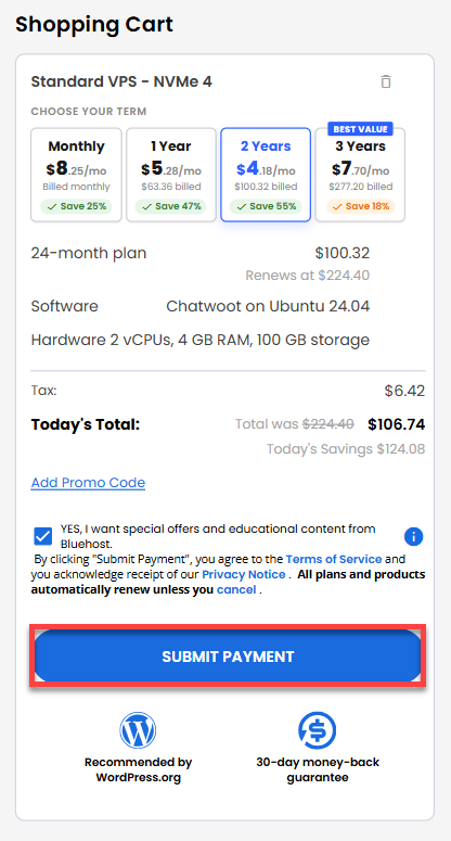 Self-Managed VPS - service terms
