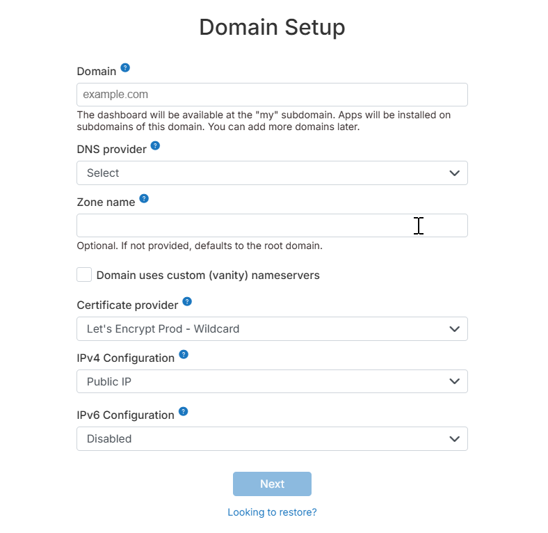 BH - Cloudron - Domain Setup