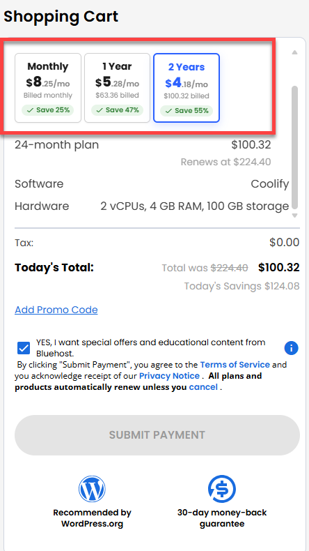 Self-Managed VPS - service terms