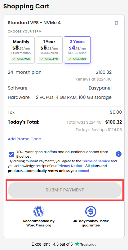 Self-Managed VPS - service terms