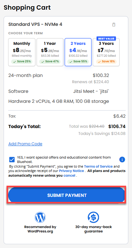 Self-Managed VPS - service terms