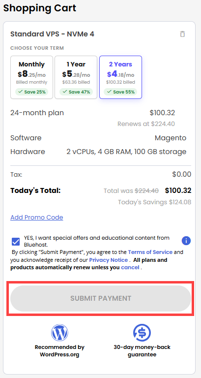 Self-Managed VPS - service terms