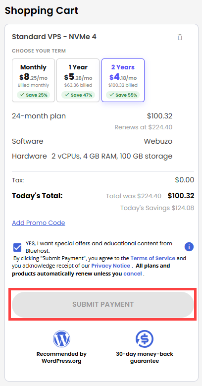 Self-Managed VPS - service terms