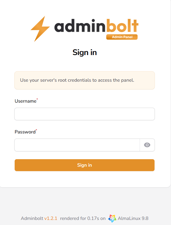 BH AM - AdminBolt dashboard log in