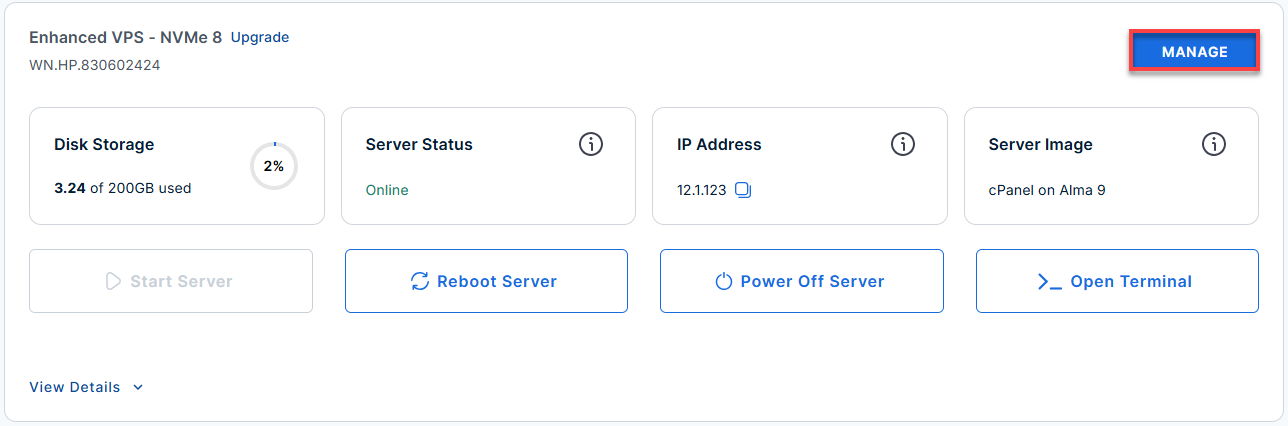 BH AM - Select Server - Manage