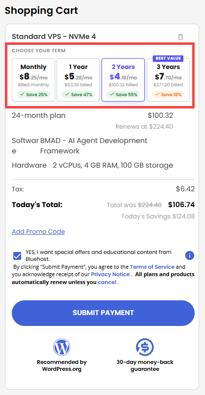 Self-Managed VPS - service terms