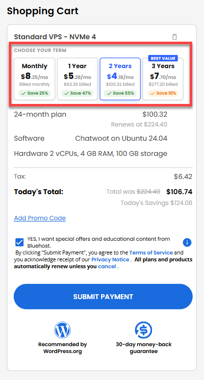 Self-Managed VPS - service terms