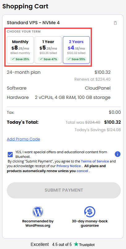 Self-Managed VPS - service terms