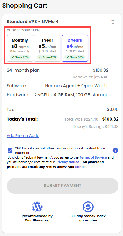 Self-Managed VPS - service terms