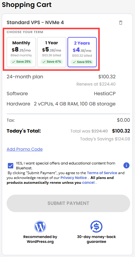Self-Managed VPS - service terms