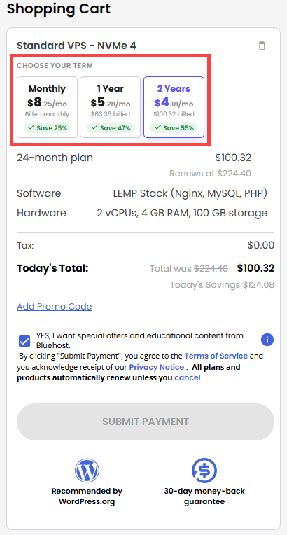Self-Managed VPS - service terms